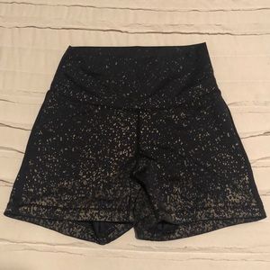 Buffbunny collection High waisted black & rose gold flakes athletic shorts small
